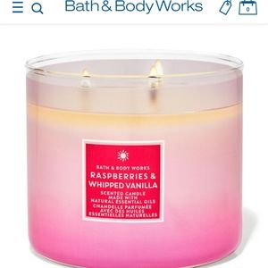 Bath and Body Works Raspberries and Whipped Vanilla 3 Wick Candle